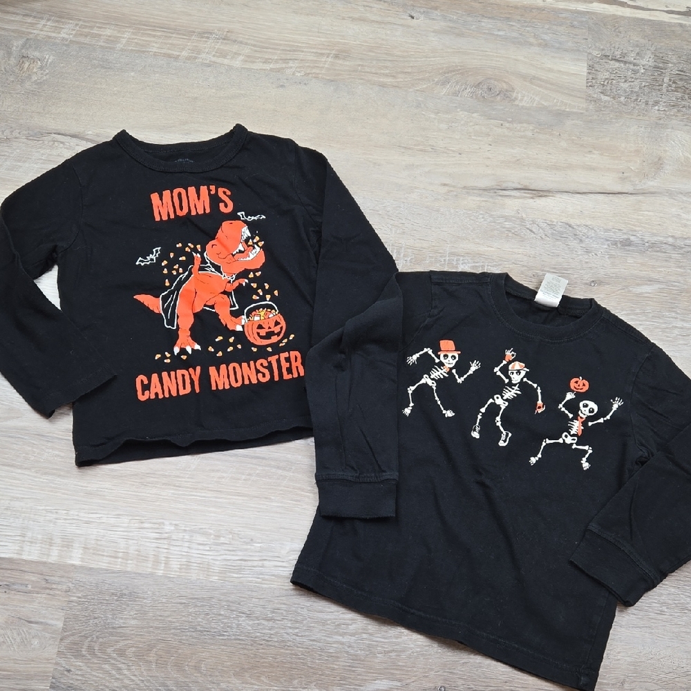 Halloween Long Sleeve Boys Tshirts Tops Skeleton Dinosaur Candy 3T Gymboree Fall